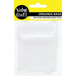 Mini Organza Bag White 10x7.5cm 7Pk VCSB10-WH