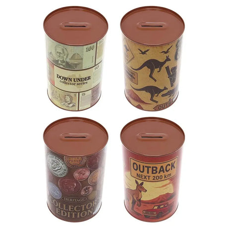 Money Tin Australia Money Themes 4 Assorted Designs 10x15cm 326662