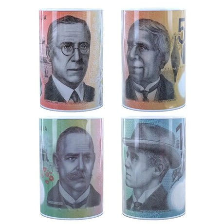 Money Tin Piggy Bank Australian Currency Design 15x10cm 278619