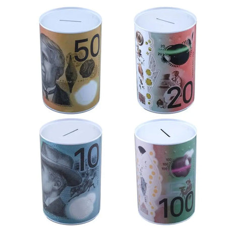 Money Tin Piggy Bank Australian Currency Design 15x10cm 278619