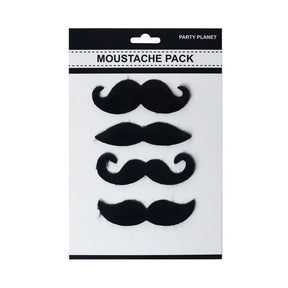 Moustache Pack Black Asstorted 4Pk PP51304