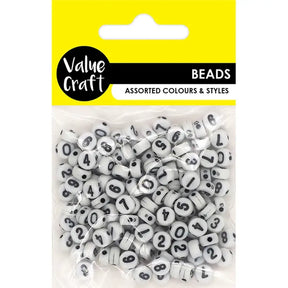 Numerical Round White Beads Black 20g VCB112