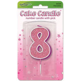 OaktreeUK Birthday Candles Number 8 Glitter Pink OT656284