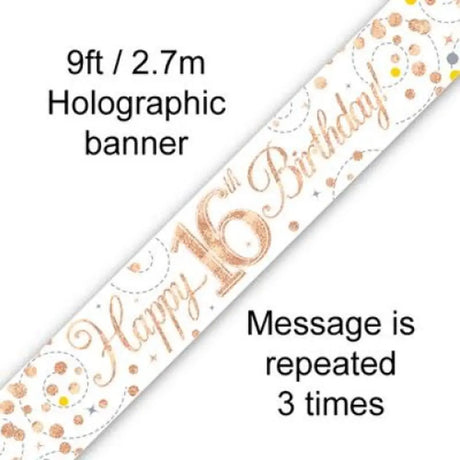 OaktreeUK Banner 16 Birthday Sparkle Fizz Rose Gold 2.7m 109511