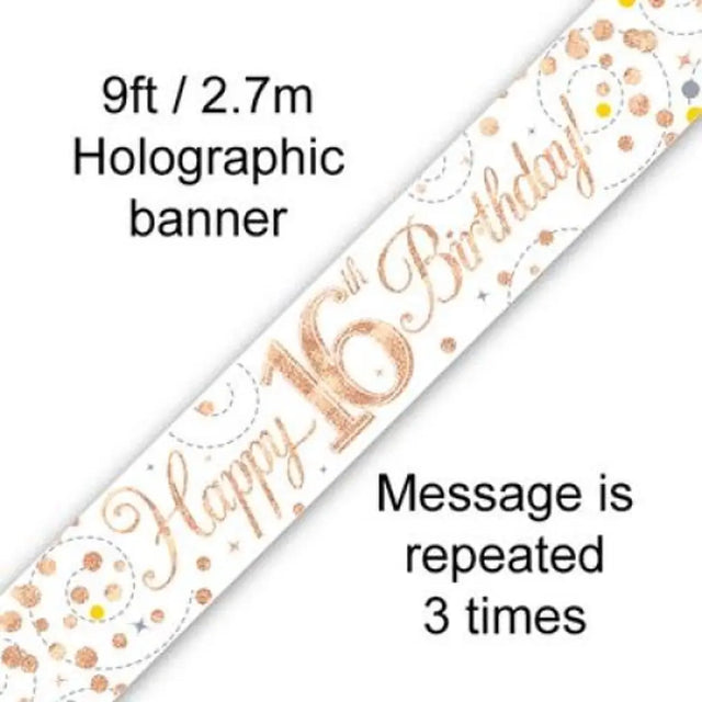 OaktreeUK Banner 16 Birthday Sparkle Fizz Rose Gold 2.7m 109511