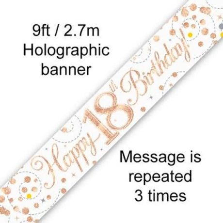 OaktreeUK Banner 18 Birthday Sparkle Fizz Rose Gold 2.7m 109512