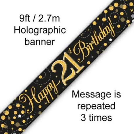 OaktreeUK Banner 21 Birthday Sparkle Fizz Black Gold 2.7m 109502