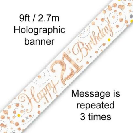 OaktreeUK Banner 21 Birthday Sparkle Fizz Rose Gold 2.7m 109513