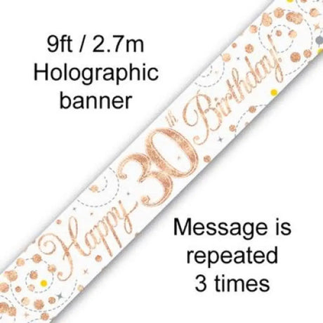 OaktreeUK Banner 30 Birthday Sparkle Fizz Rose Gold 2.7m 109514