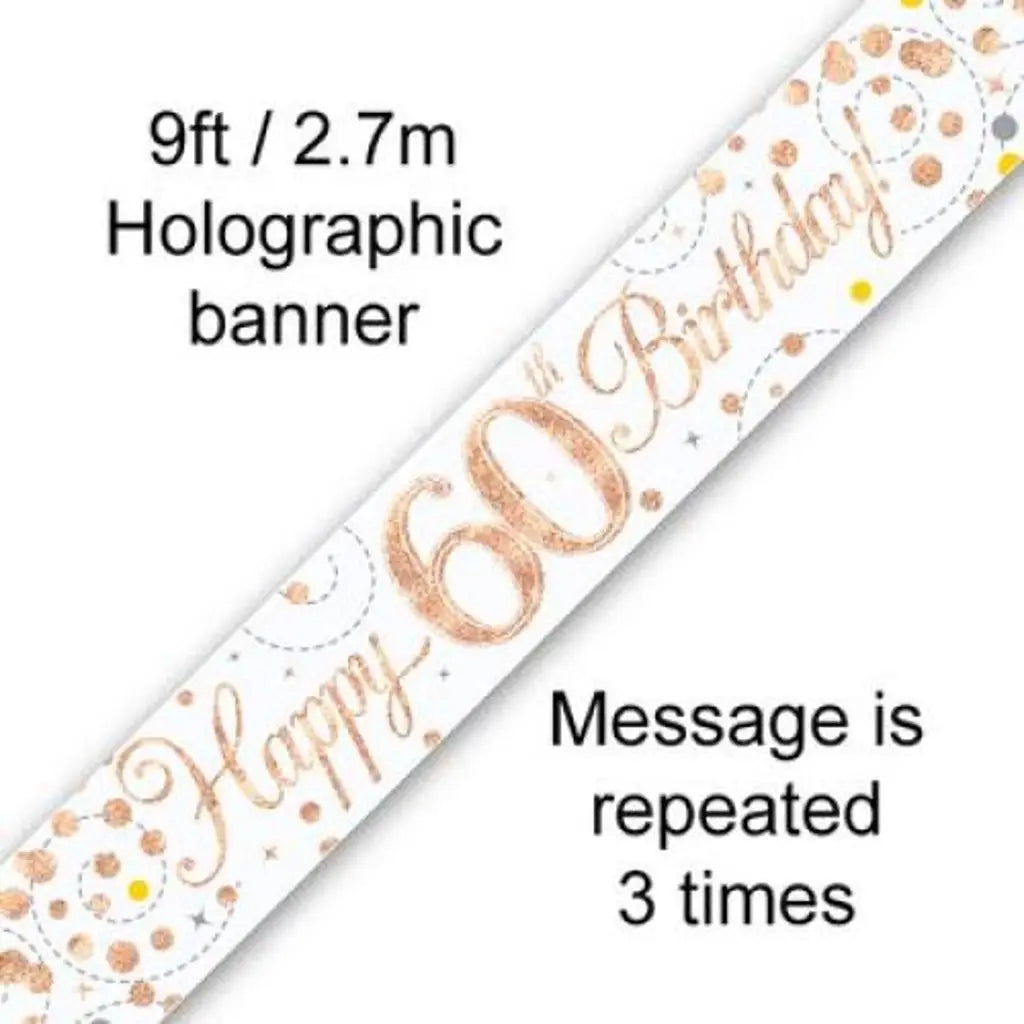 OaktreeUK Banner 60 Birthday Sparkle Fizz Rose Gold 2.7m 109517