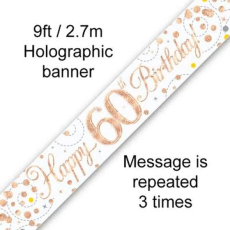 OaktreeUK Banner 60 Birthday Sparkle Fizz Rose Gold 2.7m 109517