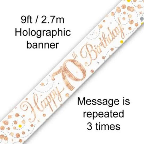 OaktreeUK Banner 70 Birthday Sparkle Fizz Rose Gold 2.7m 109518