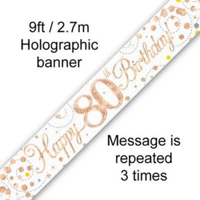 OaktreeUK Banner 80 Birthday Sparkle Fizz Rose Gold 2.7m 109519