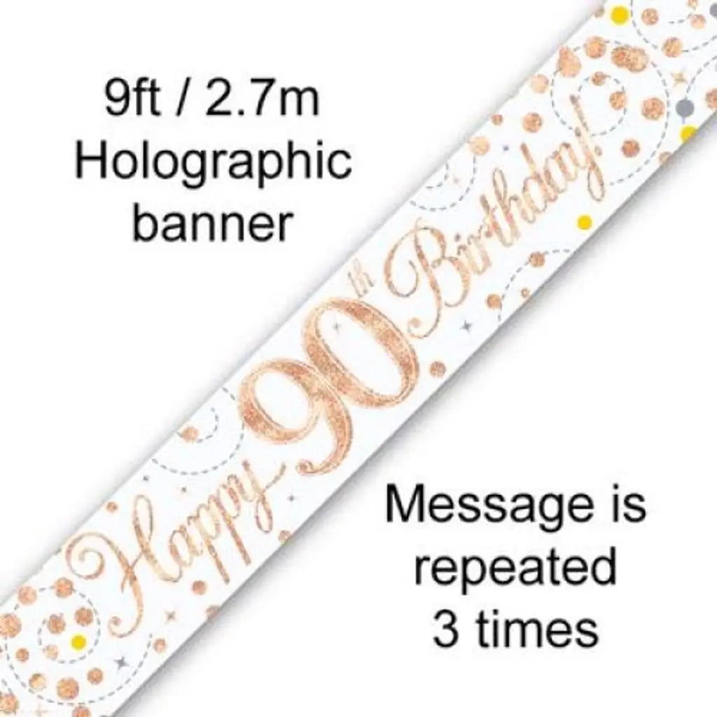 OaktreeUK Banner 90 Birthday Sparkle Fizz Rose Gold 2.7m 109520