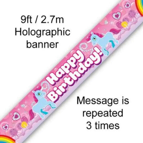 OaktreeUK Banner Birthday Rainbow Unicorn 2.7m 109466