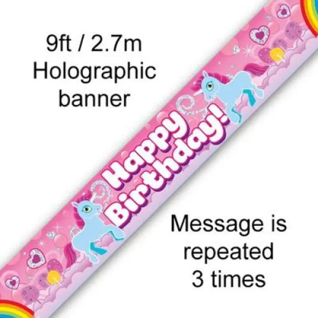 OaktreeUK Banner Birthday Rainbow Unicorn 2.7m 109466