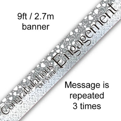 OaktreeUK Banner Engagement Entwined Hearts Silver 2.7m 109476