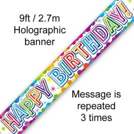 OaktreeUK Banner Happy Birthday Colourful Confetti 2.7m 109481