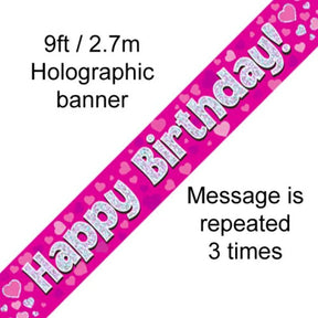 OaktreeUK Banner Happy Birthday Pink 2.7m 109400