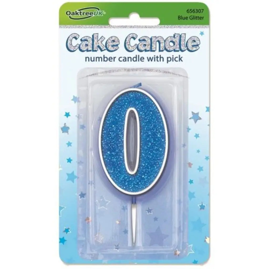 OaktreeUK Birthday Candles Number 0 Glitter Blue OT656307
