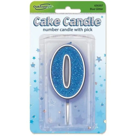 OaktreeUK Birthday Candles Number 0 Glitter Blue OT656307