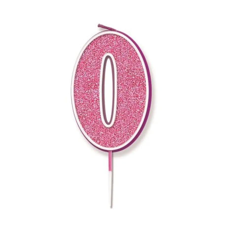 OaktreeUK Birthday Candles Number 0 Glitter Pink OT656208
