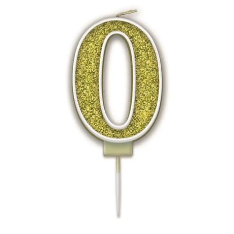 OaktreeUK Birthday Candles Number 0 Sparkling Fizz Gold OT656109