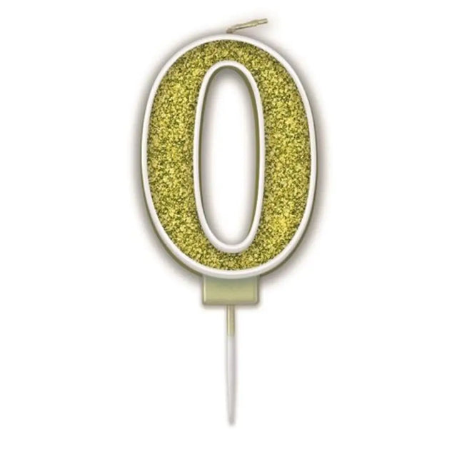 OaktreeUK Birthday Candles Number 0 Sparkling Fizz Gold OT656109