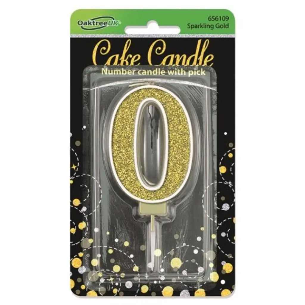 OaktreeUK Birthday Candles Number 0 Sparkling Fizz Gold OT656109