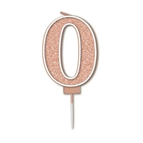 OaktreeUK Birthday Candles Number 0 Sparkling Fizz Rose Gold OT656000