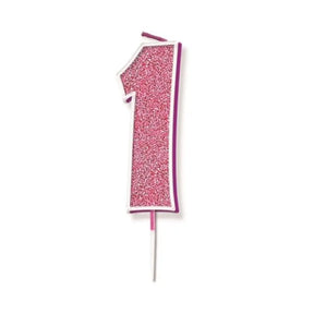 OaktreeUK Birthday Candles Number 1 Glitter Pink OT656215