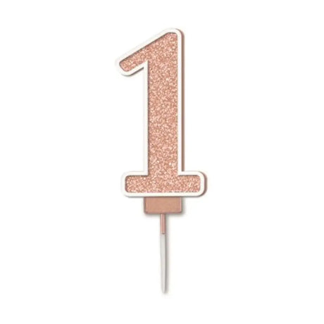 OaktreeUK Birthday Candles Number 1 Glitter Rose Gold OT656017