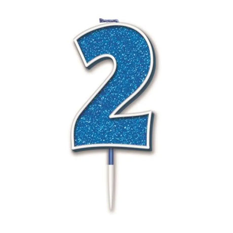 OaktreeUK Birthday Candles Number 2 Glitter Blue OT656321