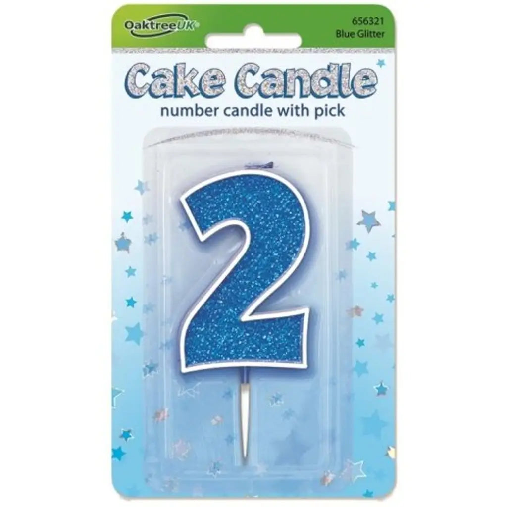 OaktreeUK Birthday Candles Number 2 Glitter Blue OT656321