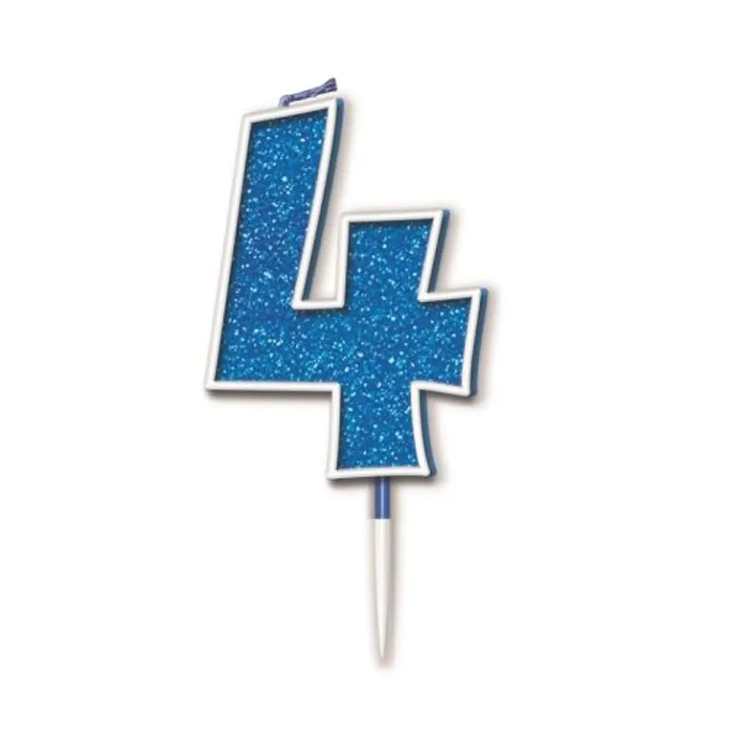 OaktreeUK Birthday Candles Number 4 Glitter Blue OT656345