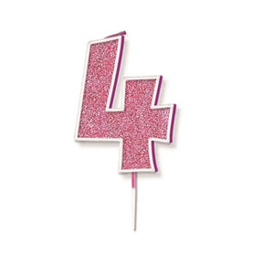 OaktreeUK Birthday Candles Number 4 Glitter Pink OT656246