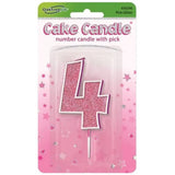 OaktreeUK Birthday Candles Number 4 Glitter Pink OT656246