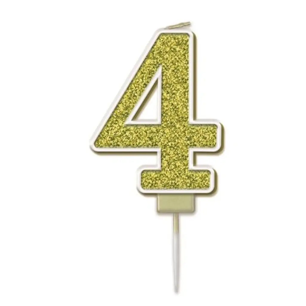 OaktreeUK Birthday Candles Number 4 Sparkling Fizz Gold OT656147