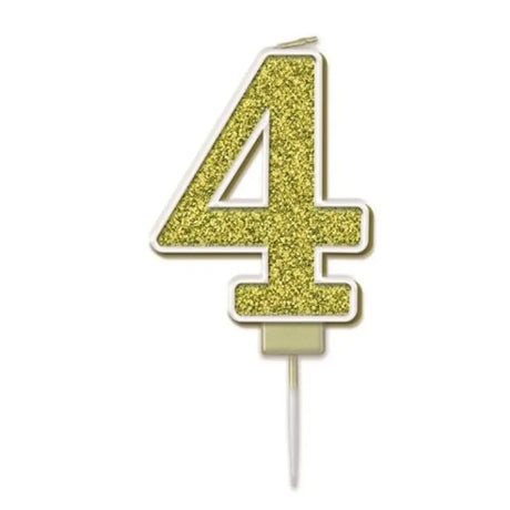 OaktreeUK Birthday Candles Number 4 Sparkling Fizz Gold OT656147