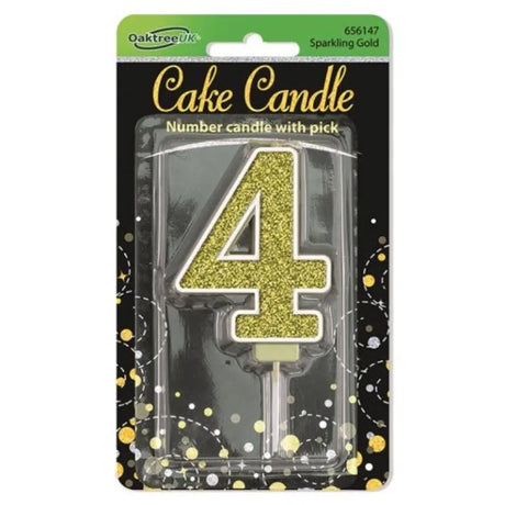 OaktreeUK Birthday Candles Number 4 Sparkling Fizz Gold OT656147