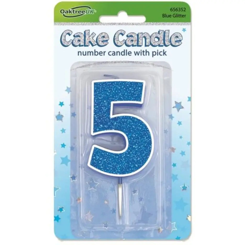OaktreeUK Birthday Candles Number 5 Glitter Blue OT656352