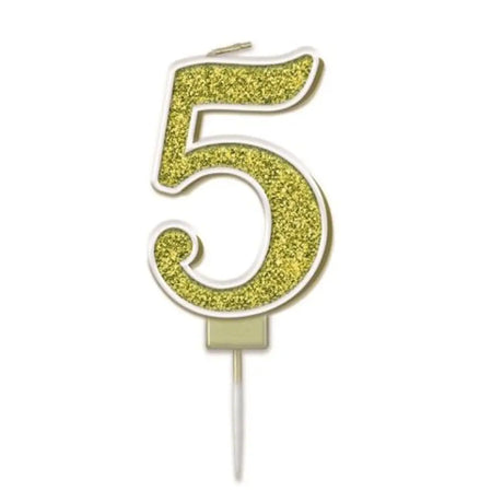 OaktreeUK Birthday Candles Number 5 Sparkling Fizz Gold OT656154