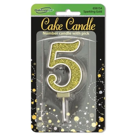 OaktreeUK Birthday Candles Number 5 Sparkling Fizz Gold OT656154