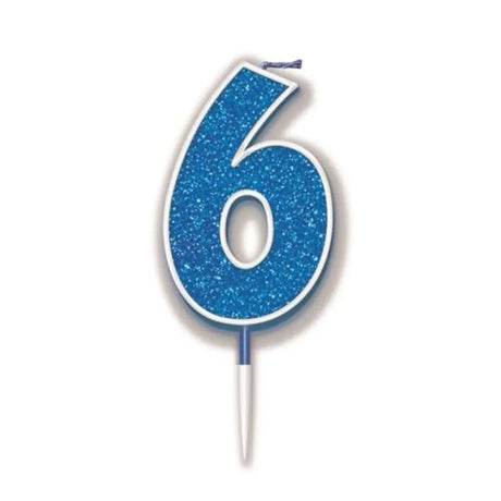 OaktreeUK Birthday Candles Number 6 Glitter Blue OT656369