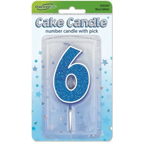 OaktreeUK Birthday Candles Number 6 Glitter Blue OT656369