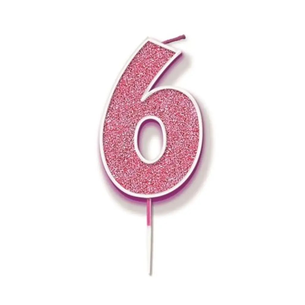 OaktreeUK Birthday Candles Number 6 Glitter Pink OT656260
