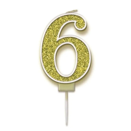 OaktreeUK Birthday Candles Number 6 Sparkling Fizz Gold OT656161