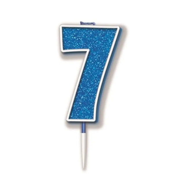 OaktreeUK Birthday Candles Number 7 Glitter Blue OT656376