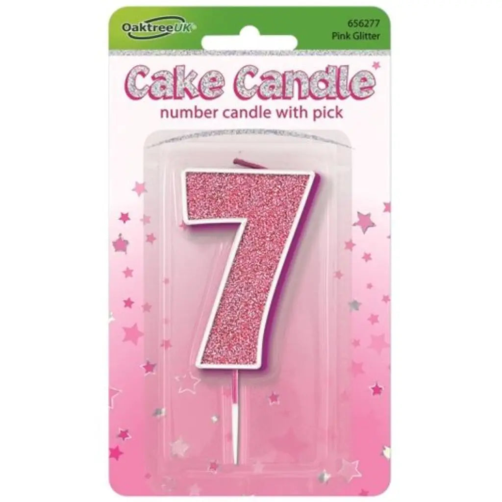 OaktreeUK Birthday Candles Number 7 Glitter Pink OT656277