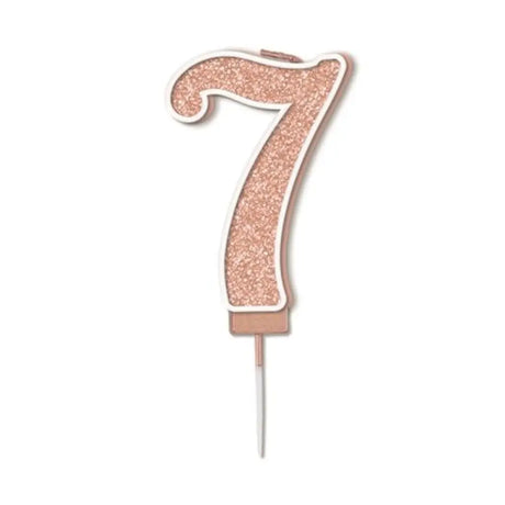 OaktreeUK Birthday Candles Number 7 Sparkling Fizz Rose Gold OT656079